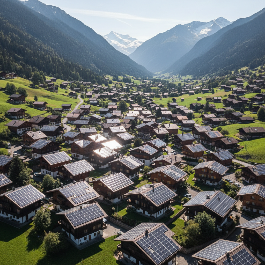 Solarpanels auf Einfamilienhaus in der Schweiz